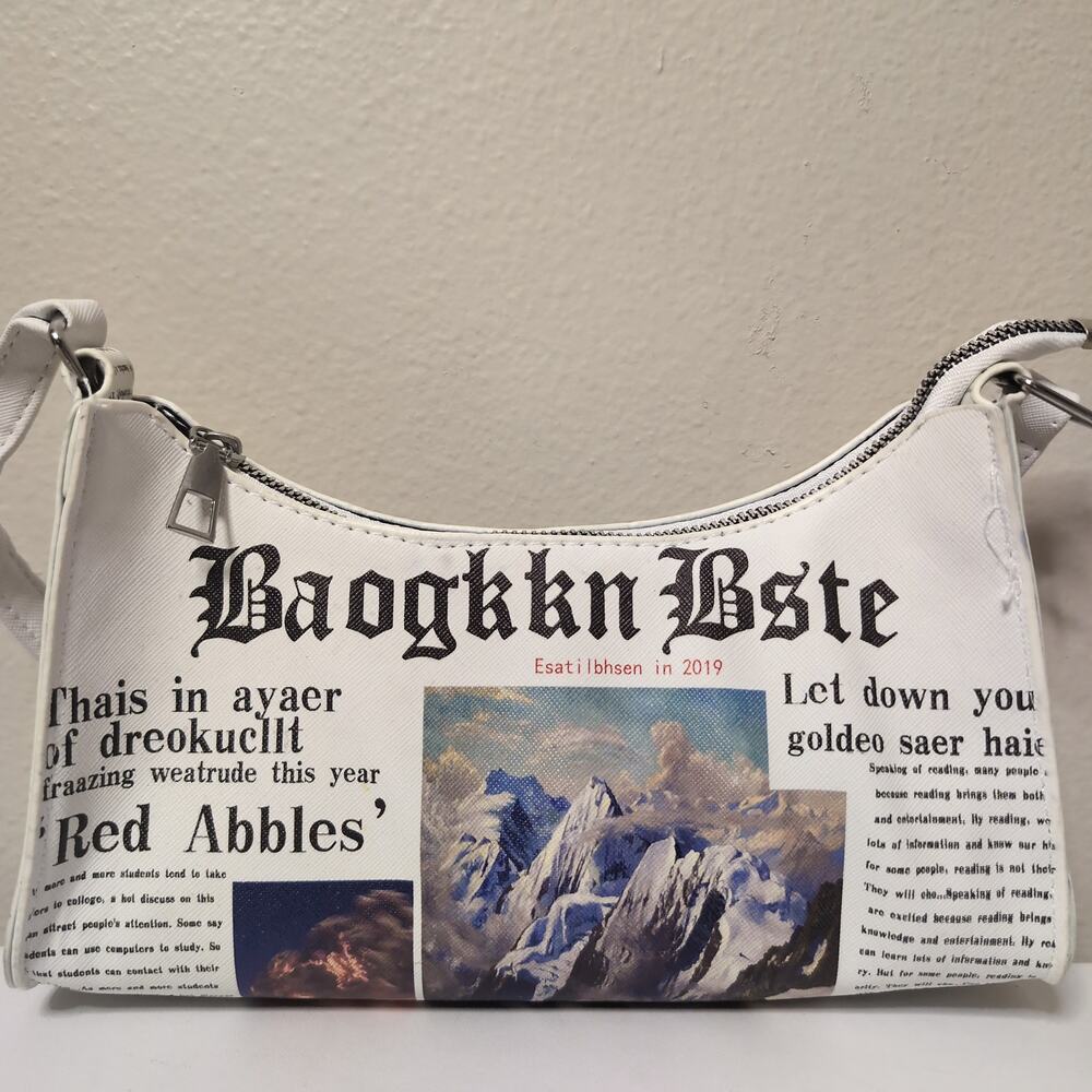 Newspaper Print Shoulder Y2k Bag